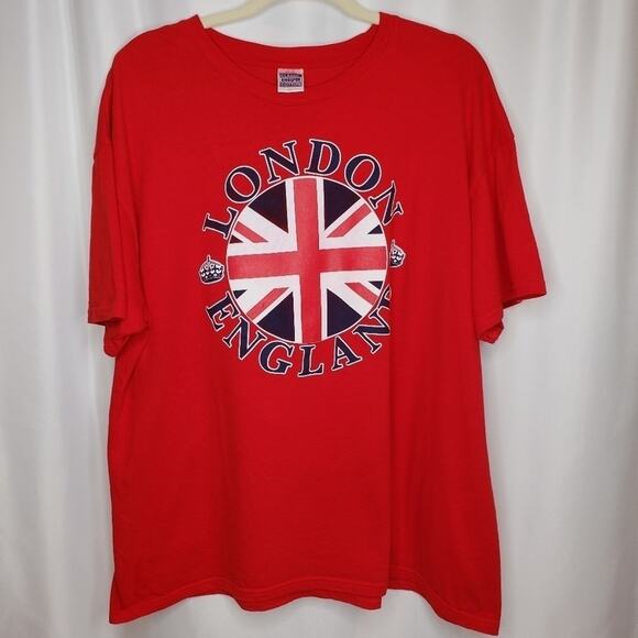 London England Graphic Short Sleeve Cotton Red Tee Shirt XL - Picture 1 of 7